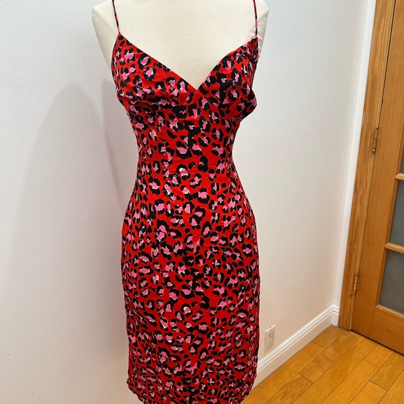 More To Come Anika Midi Dress in Red Leopard Size: xxs - Picture 5 of 8